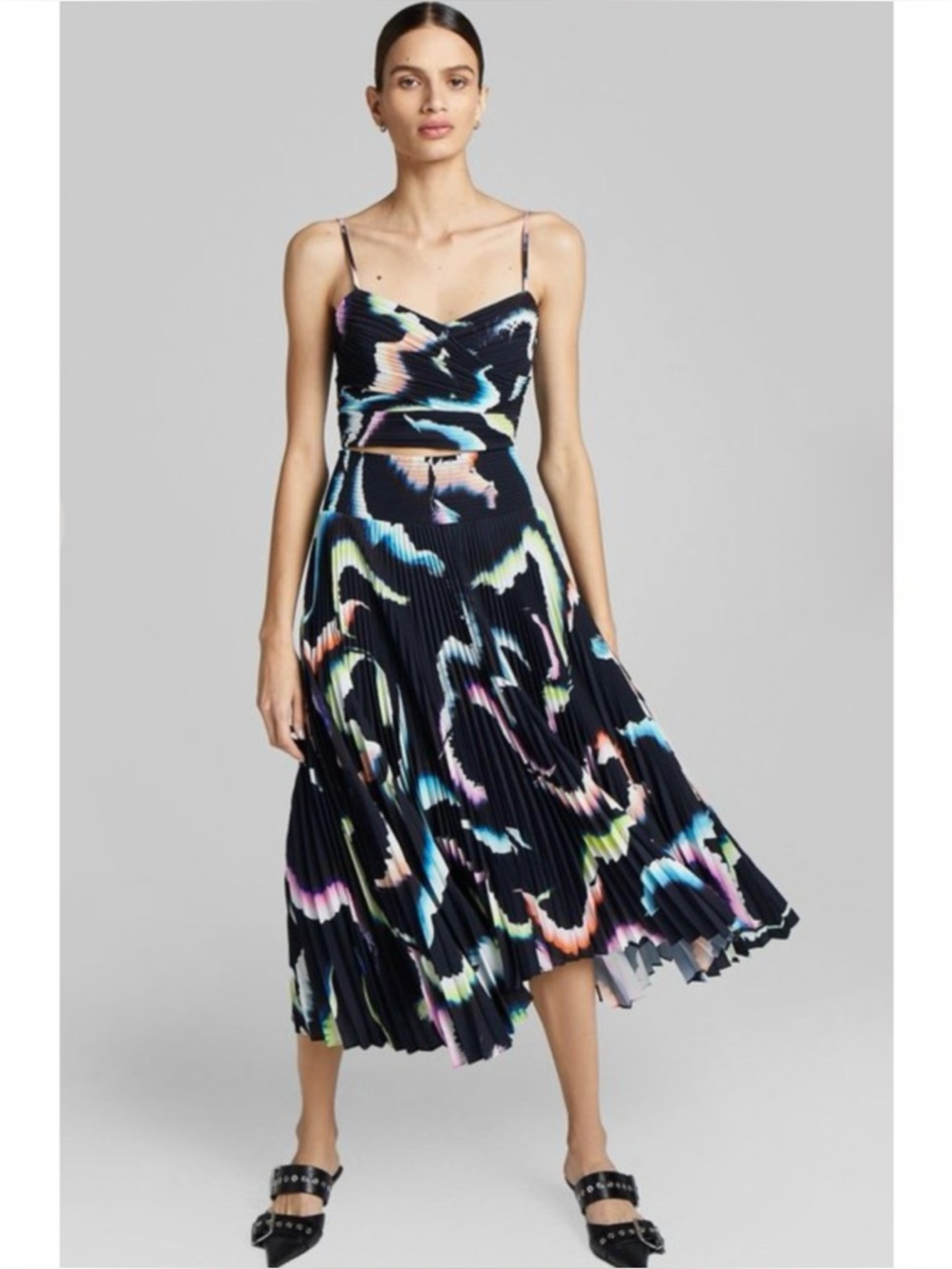 A.L.C. | Sonali Midi Skirt & Sula Shirred Crop Bustier Top in Midnight, Size 4/6